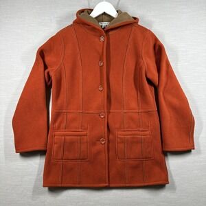 Susan Graver Jacket Womans Extra Small Orange Fall Fleece Cozy Fleece Coat
